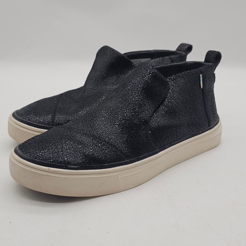 TOMS Paxton Slip-On Water Resistant Suede Women's Shoes Size 7.5 Black Metallic